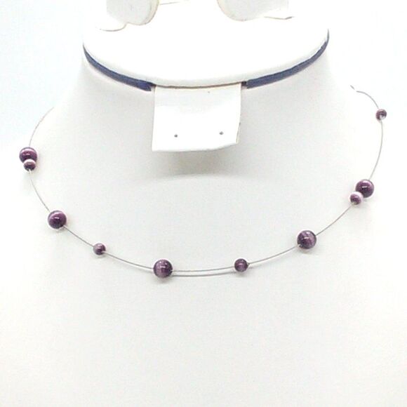 Kenneth Cole Vintage Floating Beaded Necklace Signed - Picture 1 of 6